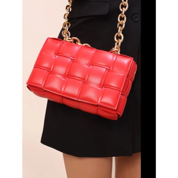 Glamorous Fancy Women Quilt MY ONE AND ONLY RED CHAIN BAG - Picture 3 of 14